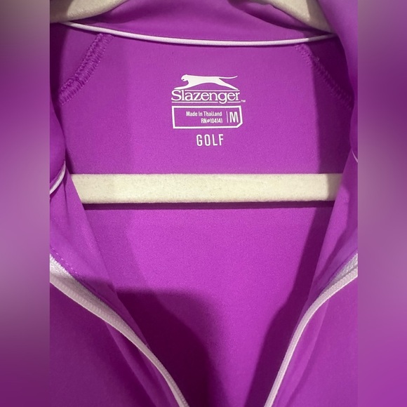 Slazenger golf quarter zip Purple polo womens M shirt short sleeve - Picture 3 of 3